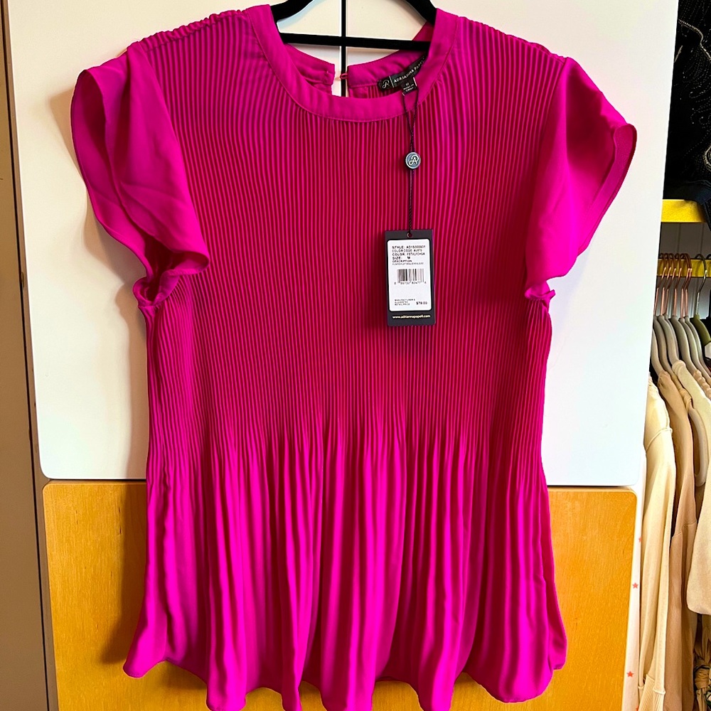Adrianna Papell pleated flutter sleeve blouse